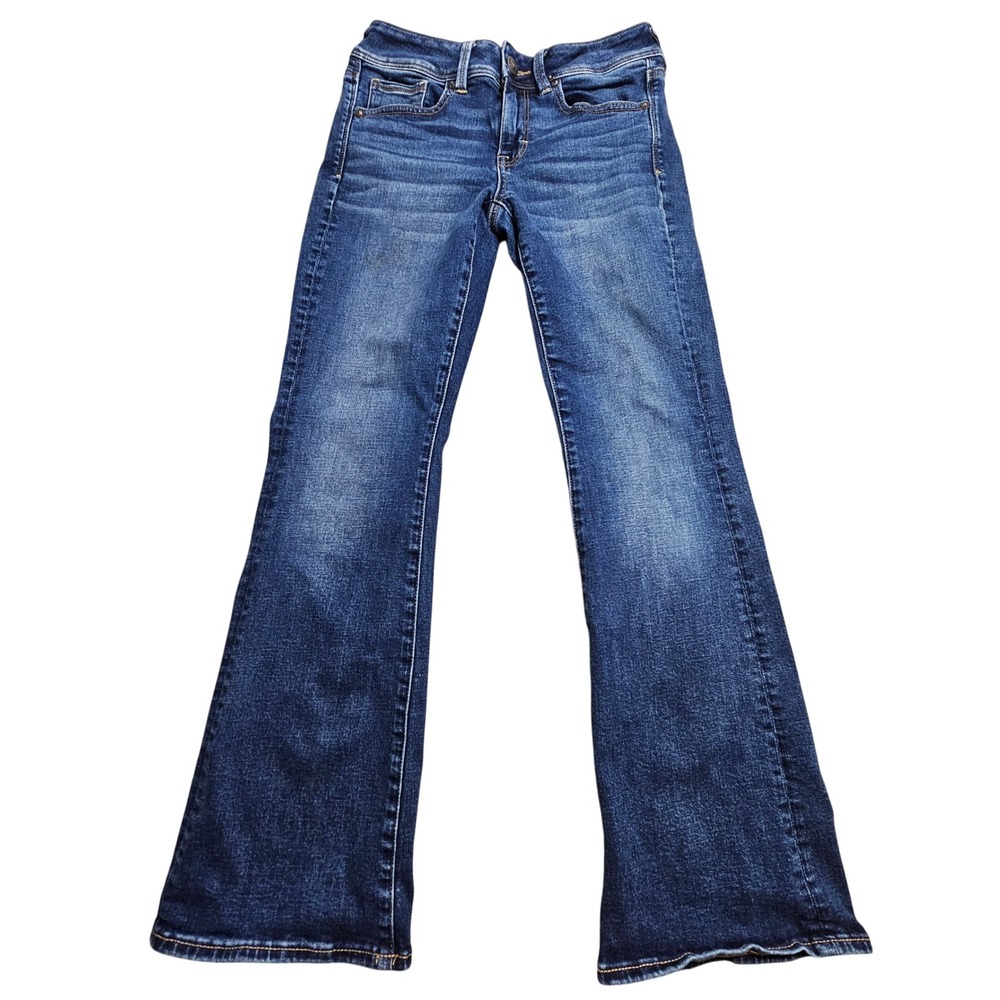 American Eagle Kick Boot Jeans Womens 4 Short Blue Super Stretch Medium Wash